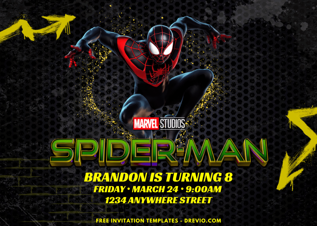 Gravity Sparay Paints Spiderman Miles Morales Birthday Party Invitations