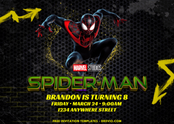 Gravity Sparay Paints Spiderman Miles Morales Birthday Party Invitations