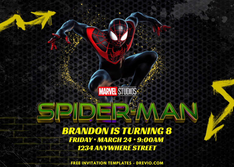 Gravity Sparay Paints Spiderman Miles Morales Birthday Party Invitations