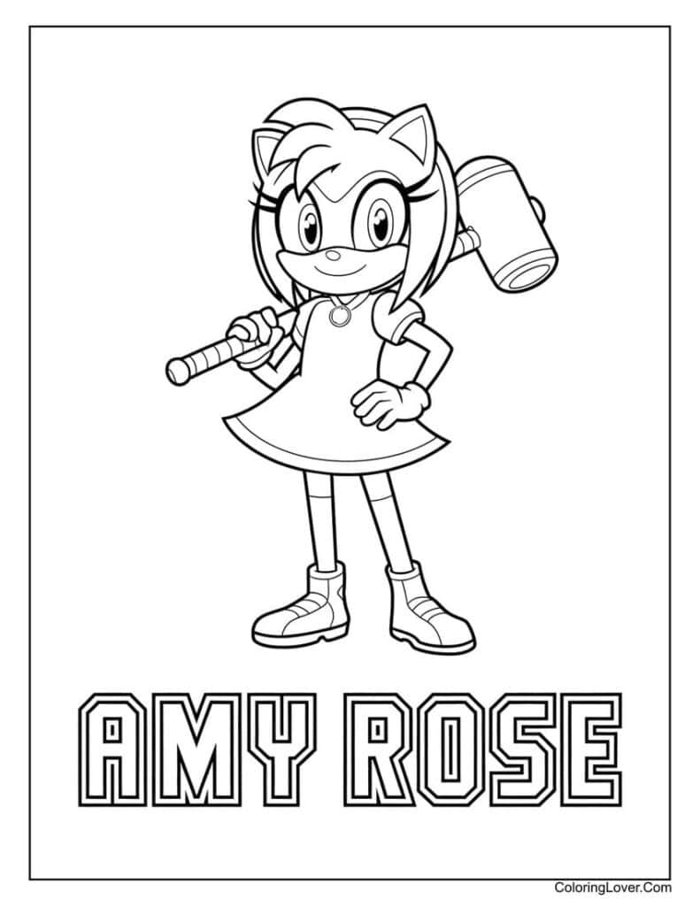 Sonic Amy Rose Coloring Pages Templates