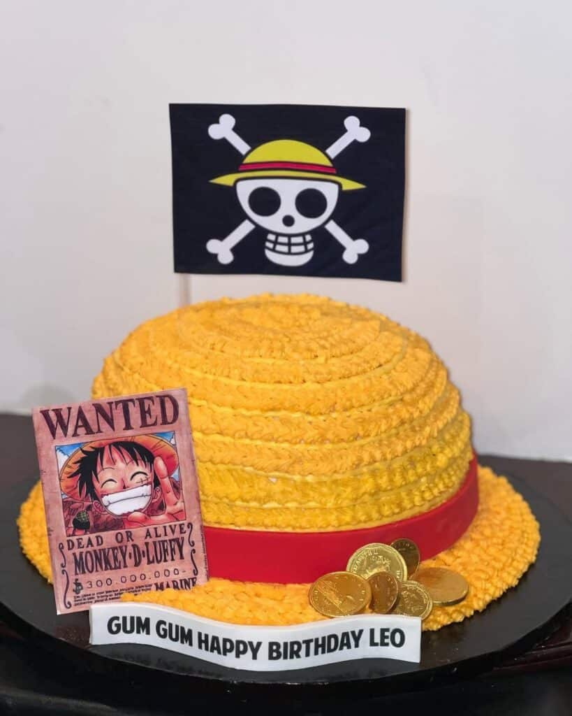 One piece straw hat birthday cake