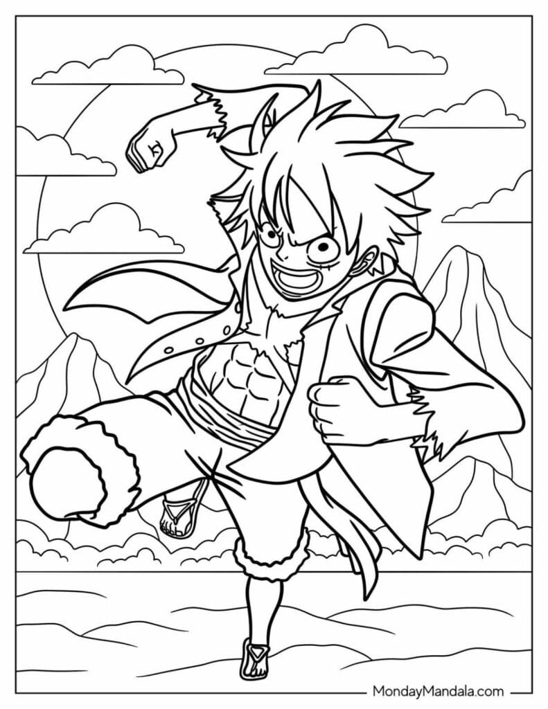One Piece Monkey D. Luffy Coloring Pages Templates