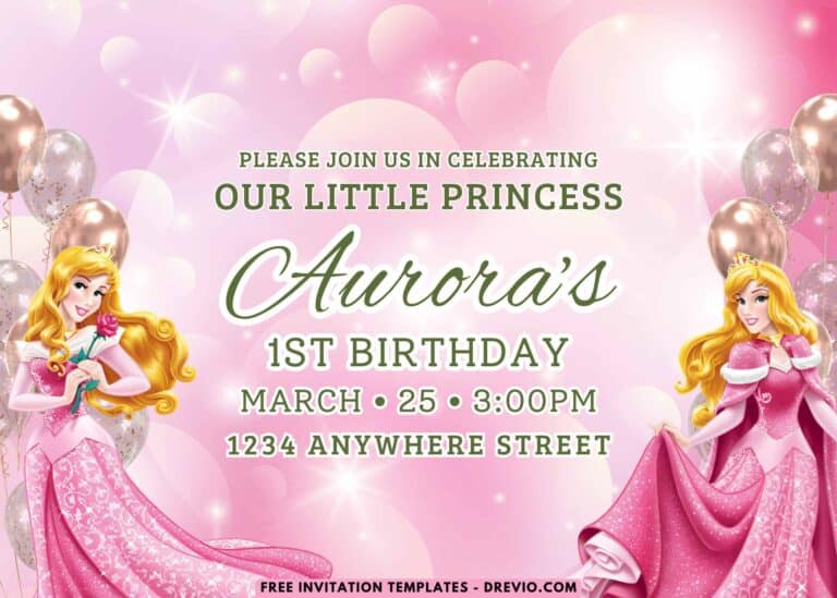 Princess Aurora Birthday Party Invitations