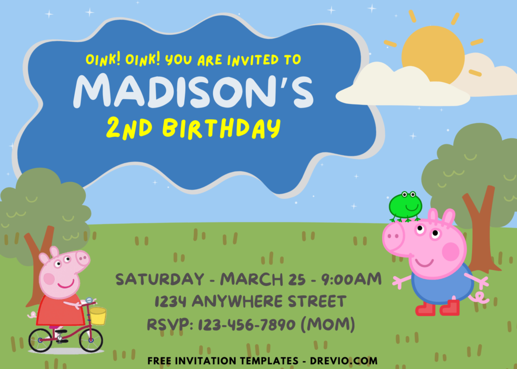 Oinktastic Peppa Pig Birthday Party Invitations