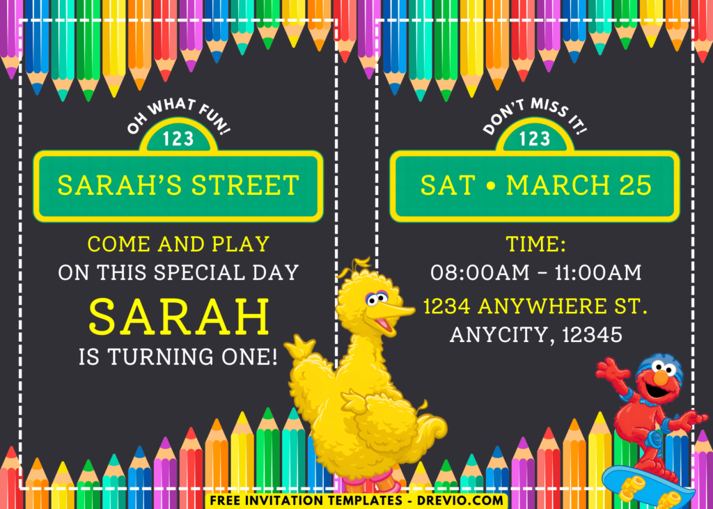 Sesame Street Birthday Party Invitations