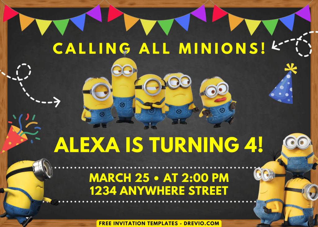 Calling All Minions Birthday Party Invitations