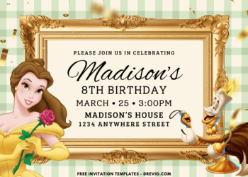 Beauty And The Beast Belle Birthday Party Invitations