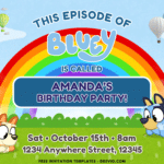 (Free Canva Template) Rainbow Bluey Birthday Party Kits