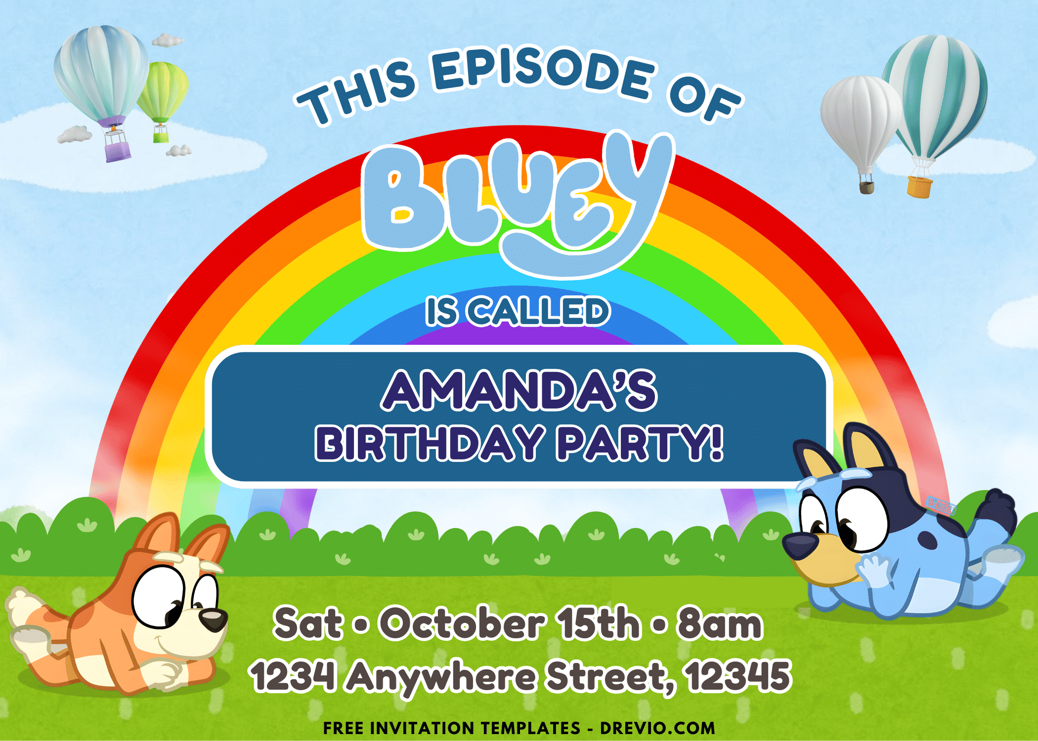 (Free Canva Template) Rainbow Bluey Birthday Party Kits