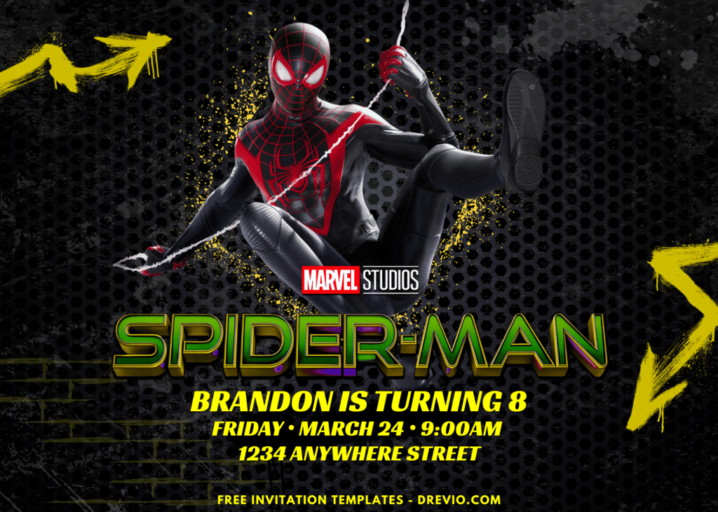 Spiderman Miles Morales Birthday Party Invitations