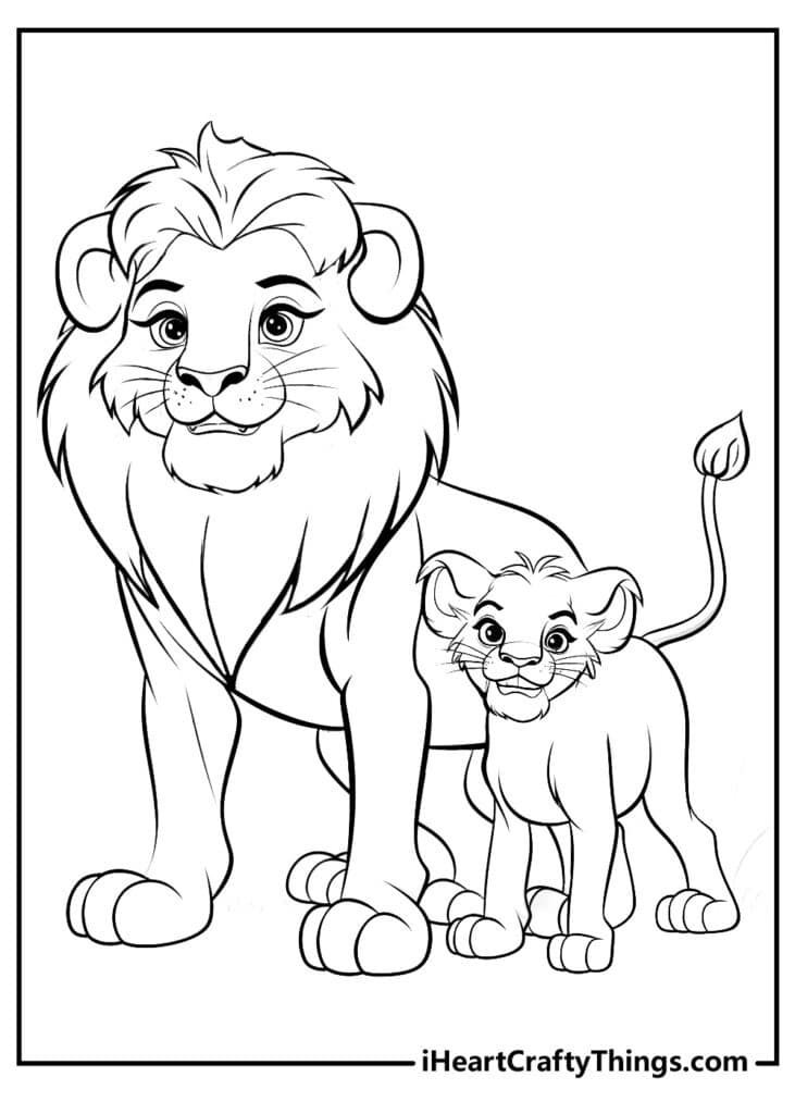 Simba and Mufasa Lion King Coloring Pages Templates