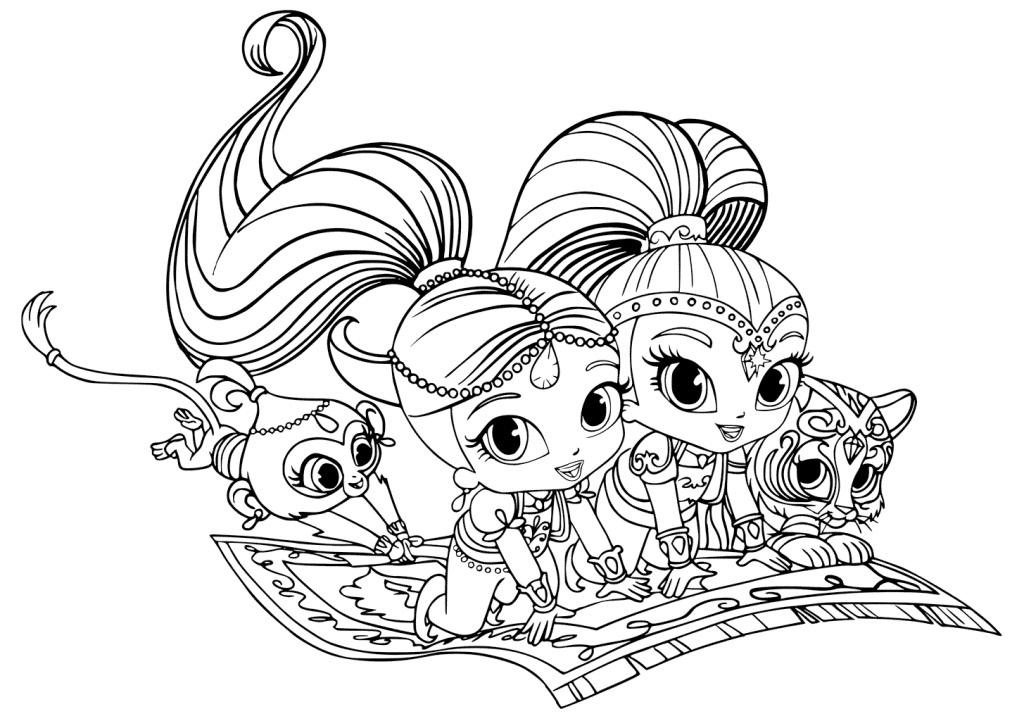 Shimmer and Shine Coloring Pages Templates