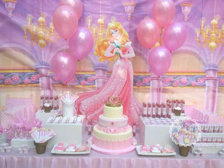 Disney Aurora Birthday Party Decor with Balloon