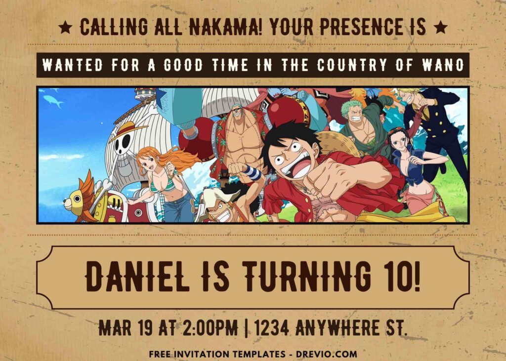Bounty Poster One Piece Birthday Party Invitations