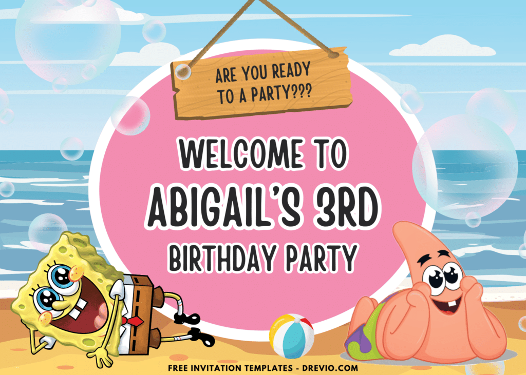 Sea And Bubbles SpongeBob Birthday Party Welcome Sign Board
