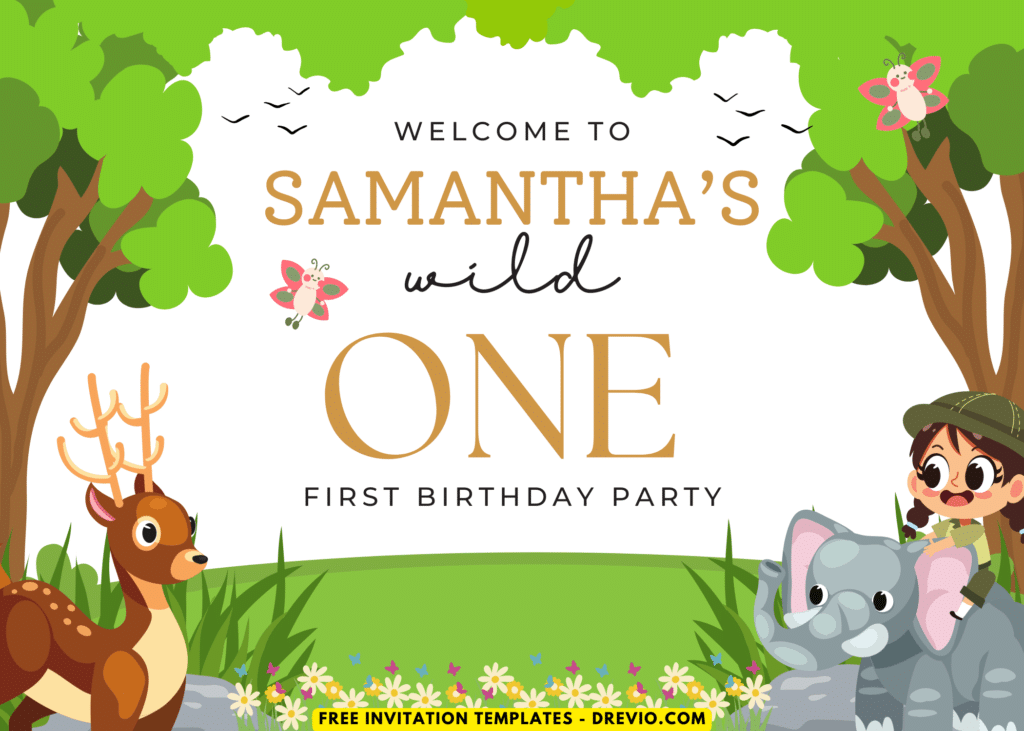 Wild One Safari Animal Birthday Party Welcome Sign Board