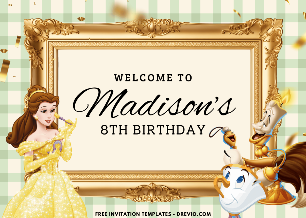 Beauty And The Beast Belle Birthday Party Welcome Sign Board