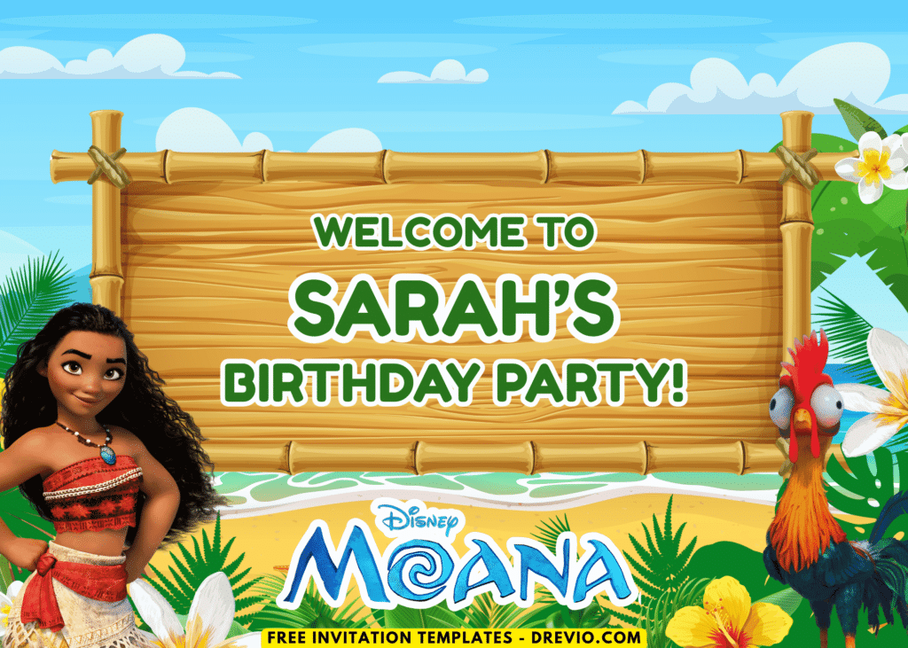 Tropical Summer Moana Birthday Party Welcome Sign Board