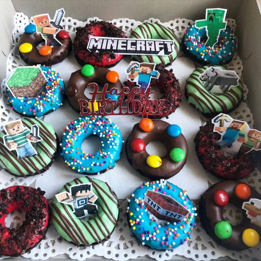 Colorful Yummy Minecraft Themed Donuts
