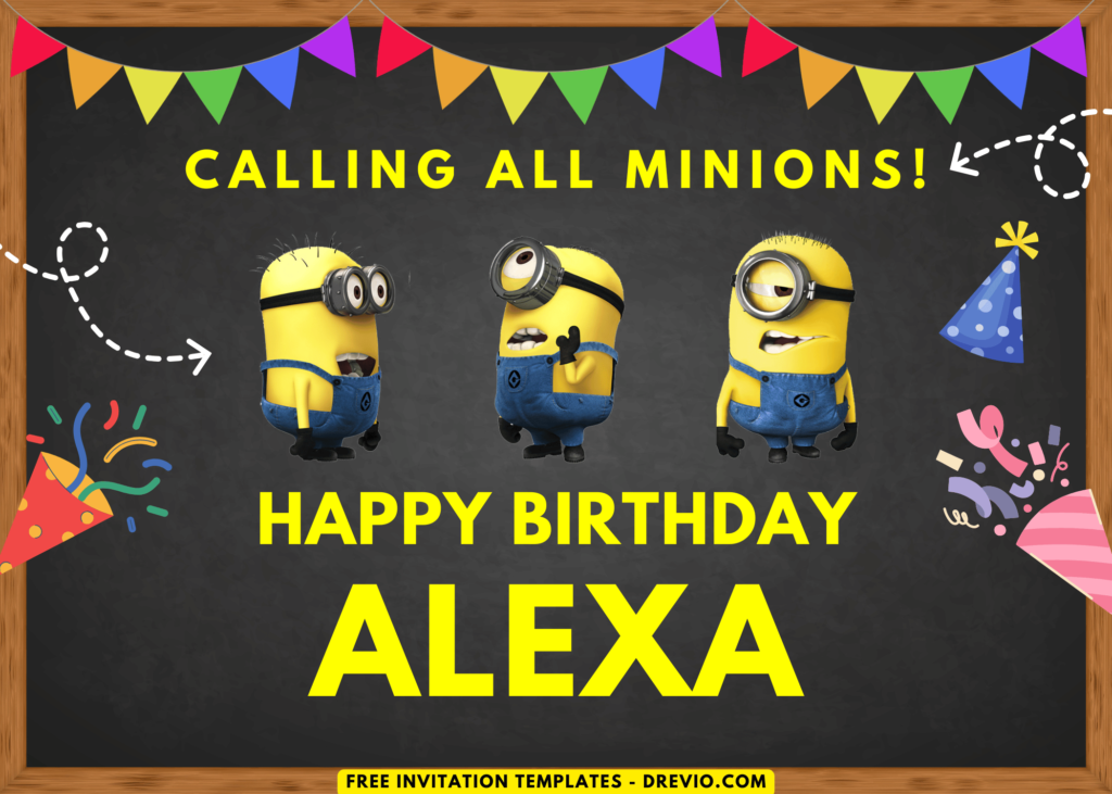 Chalkboard Minions Birthday Party Backdrop Banner
