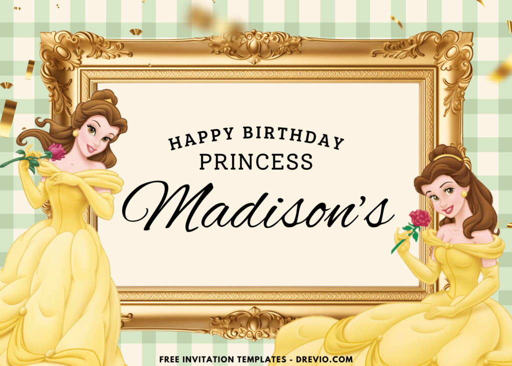 Beauty And The Beast Belle Birthday Party Backdrop Template