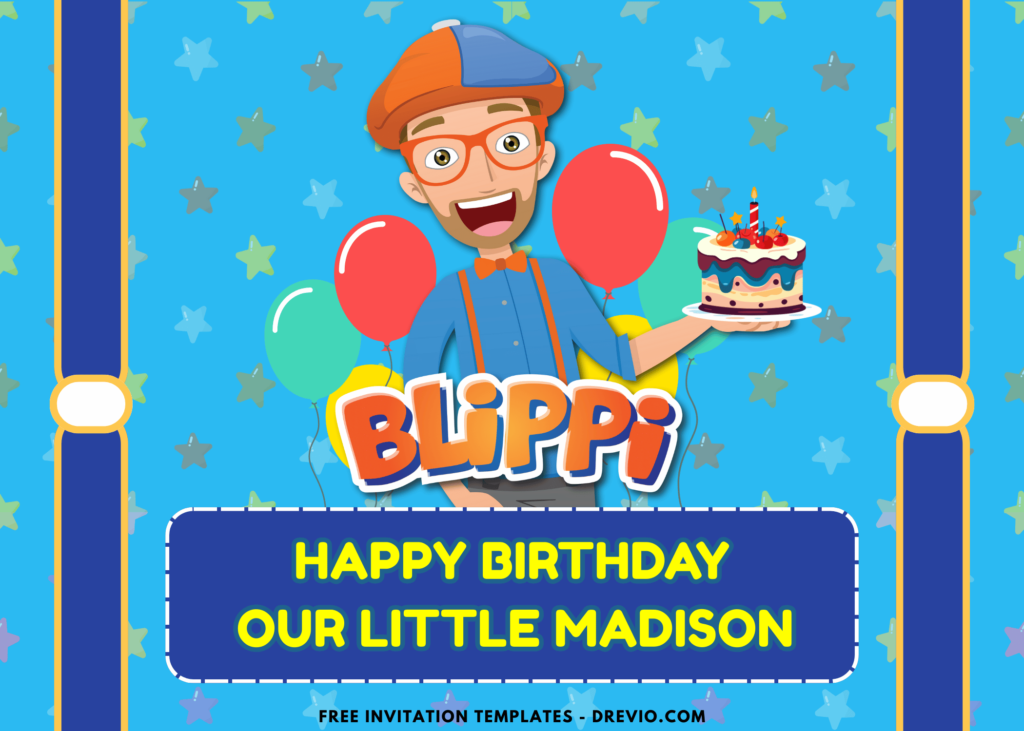 Blippi Birthday Party Backdrop Banner