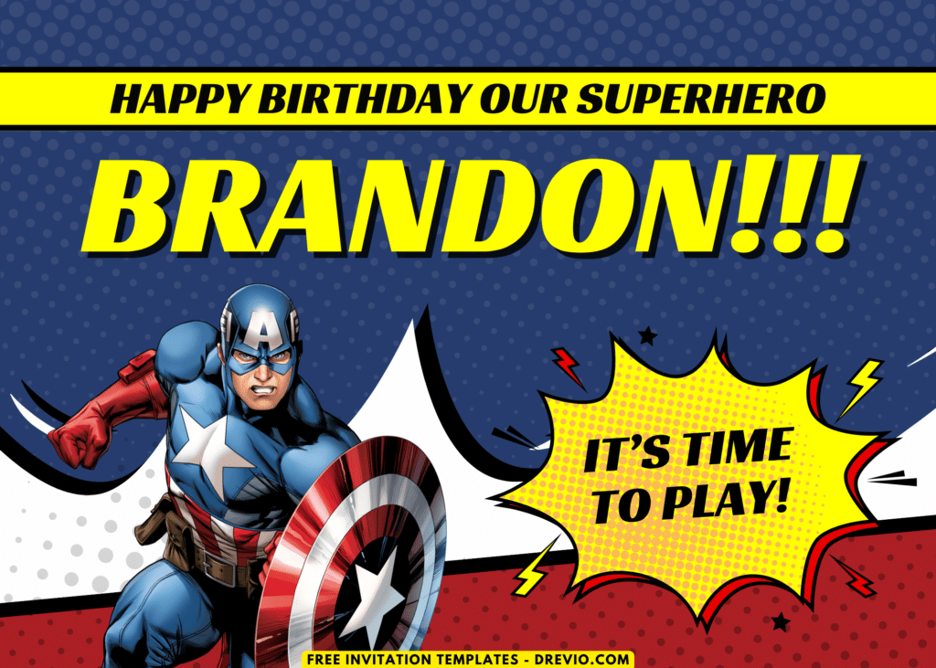 Captain America Birthday Party Backdrop Banner