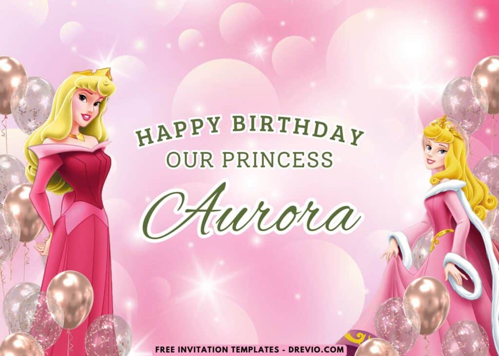 Sleeping Beauty Aurora Birthday Party Backdrop Template
