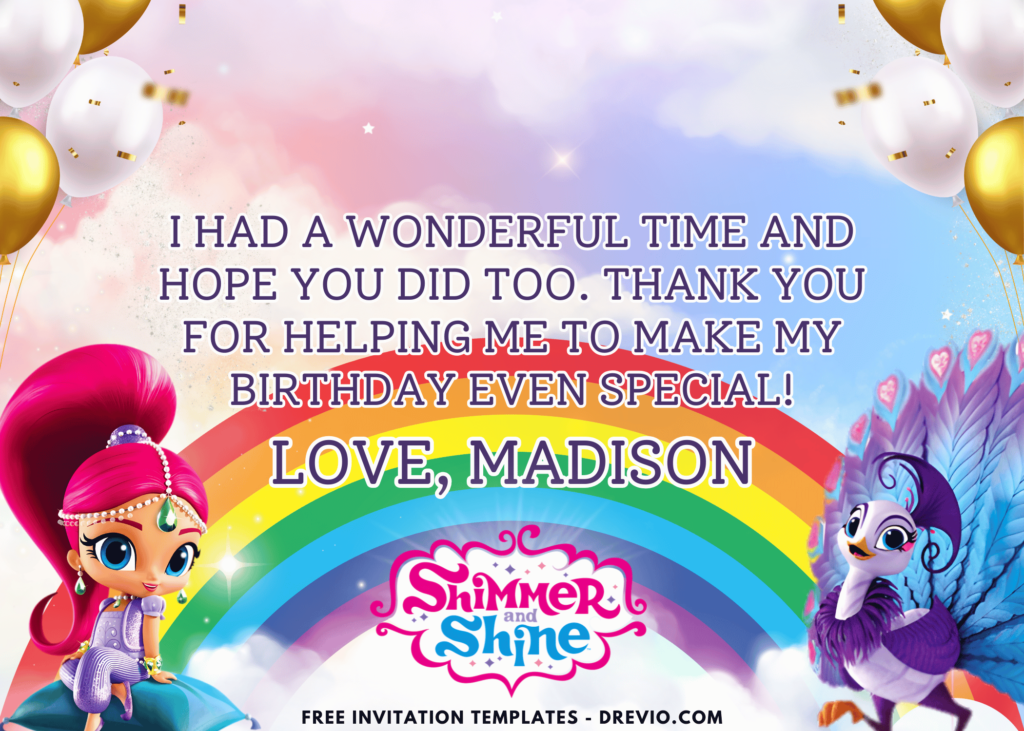 Shimmer And Shine Birthday Thank You Card