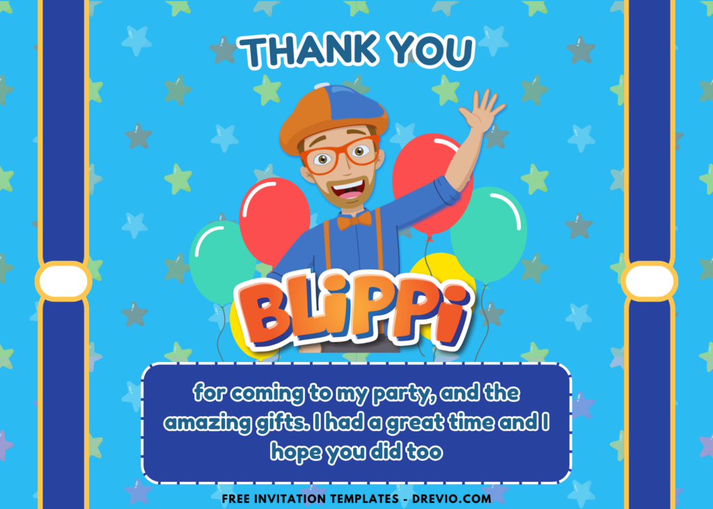 Blippi Birthday Party Thank You Card