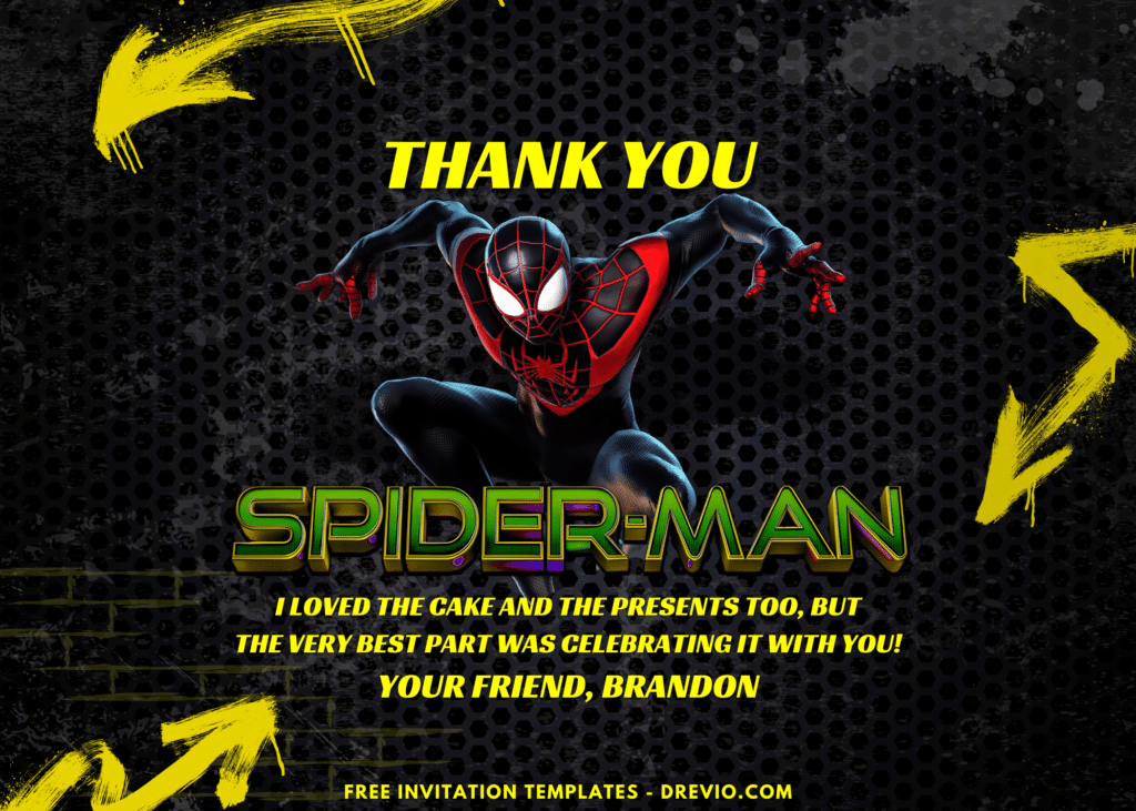Spiderman Miles Morales Birthday Party Thank You Card