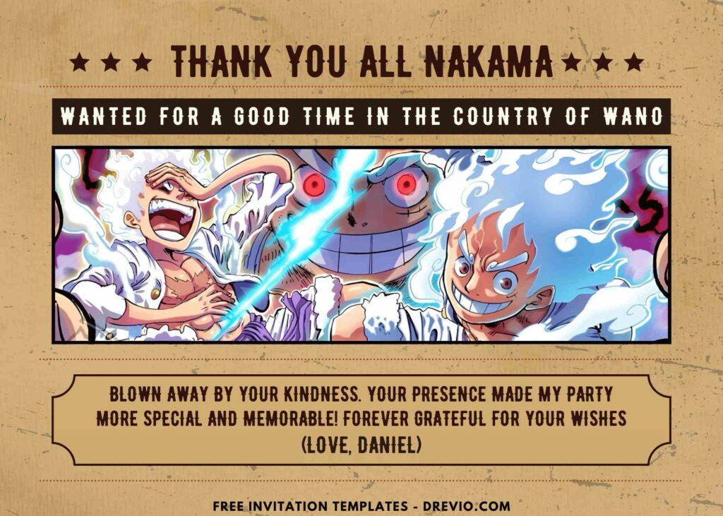 One Piece Birthday Party Thank You Card