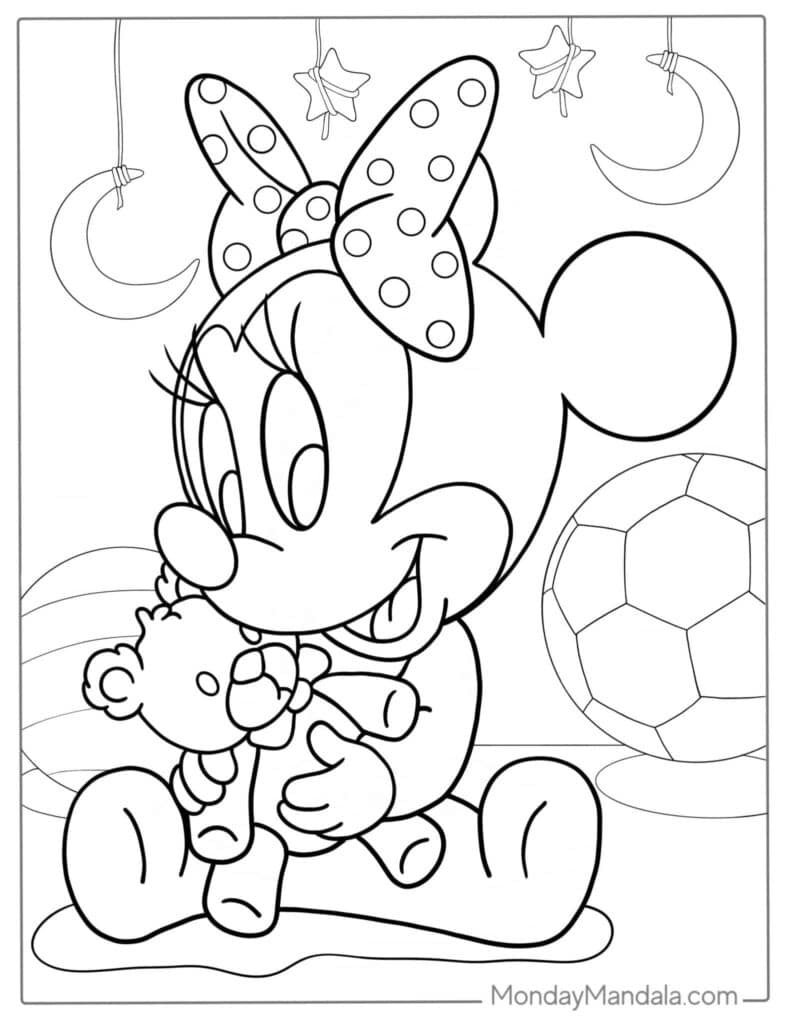 Adorable Baby Minnie Mouse Coloring Pages Templates