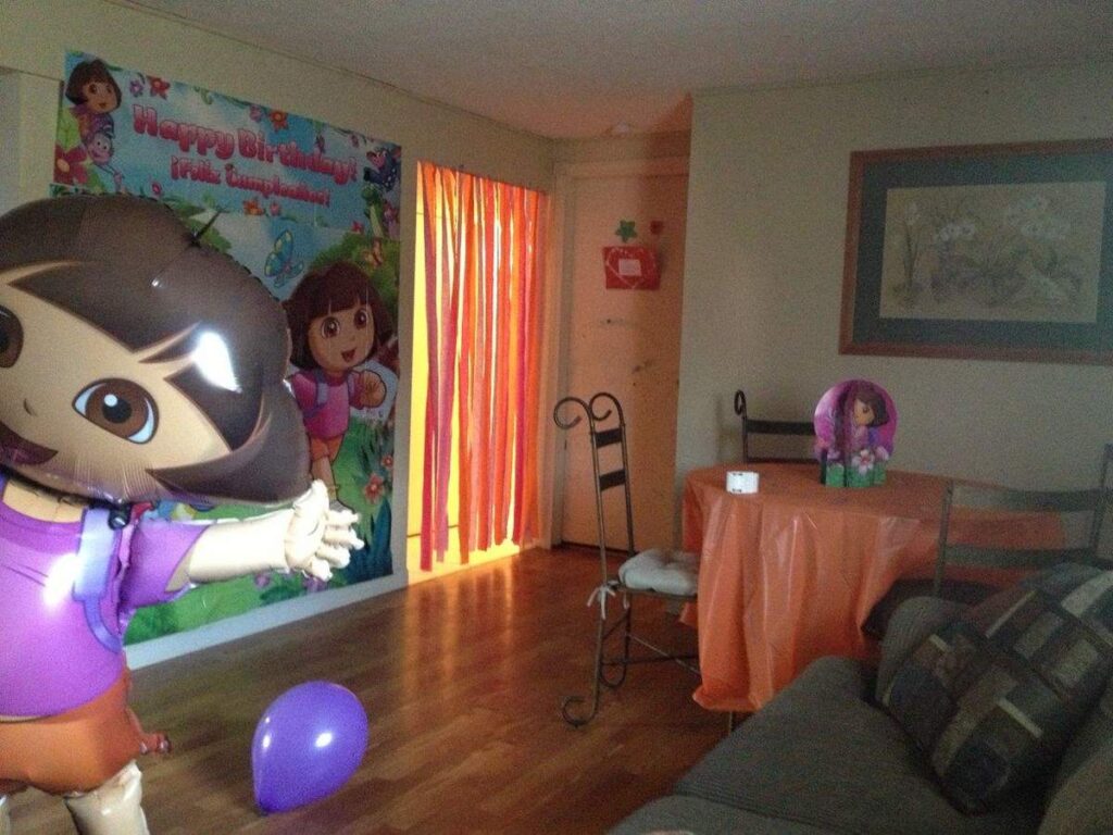 Dora the Explorer Birthday Party at living room