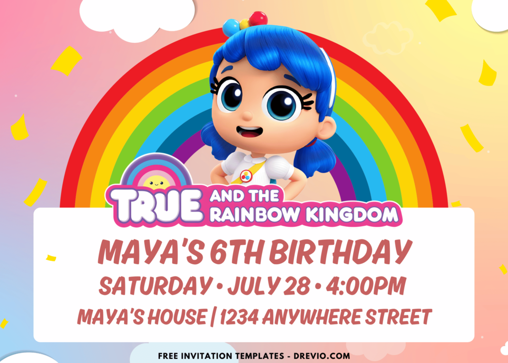 True And The Rainbow Kingdom Birthday Party Invitations