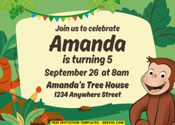Curious George Kids Birthday Party Invitations