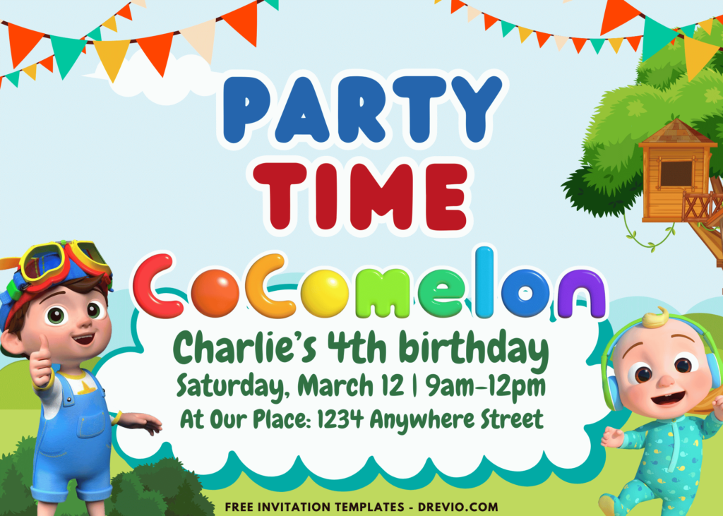 Cocomelon TomTom and JJ Wonder Park Birthday Invitations