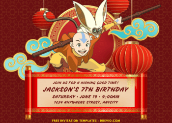 Avatar The Last Air Bender Aang Birthday Party Invitations