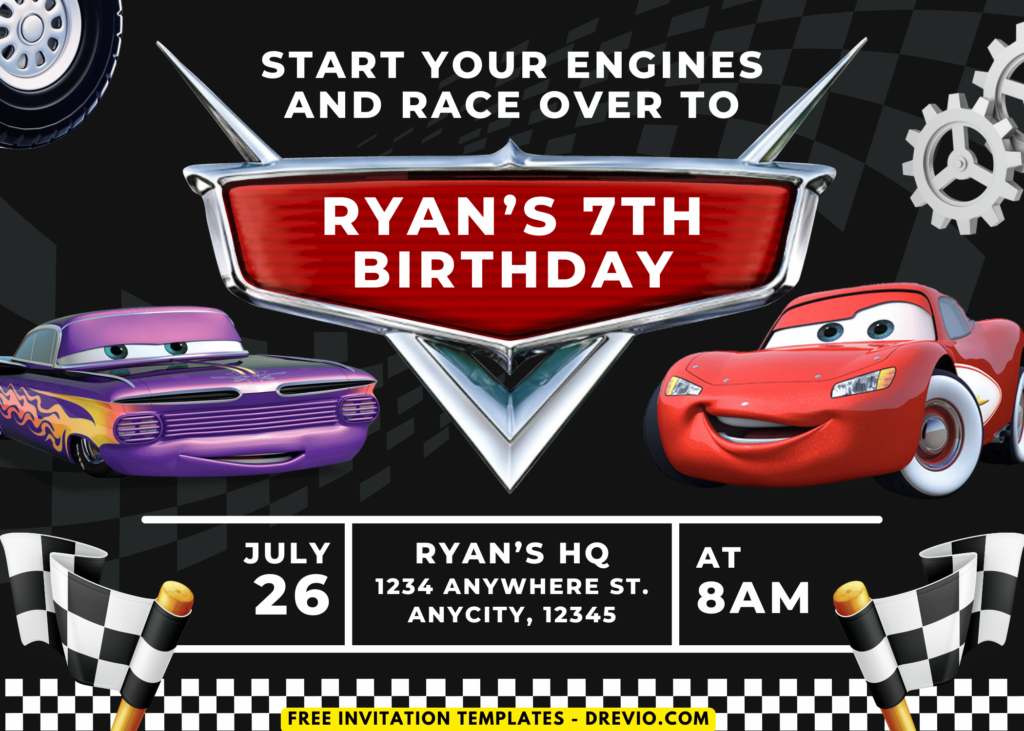 Lightning McQueen And Ramone Birthday Party Invitations