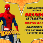 (Free Canva Template) Spiderman Queen City Skyline Birthday Kits
