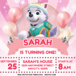 (Free Canva Template) Sparkling Everest PAW Patrol Birthday Kits