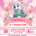 Sparkling Stars and Balloons Everest PAW Patrol Birthday Invitations