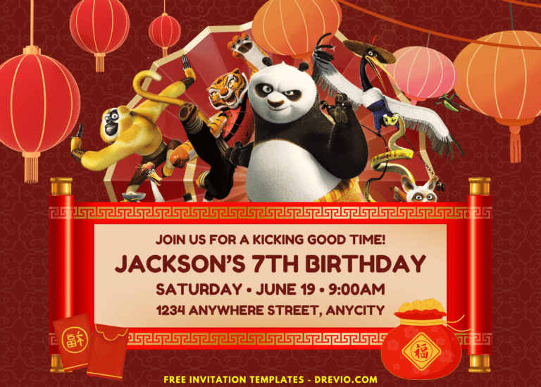 Po Tigress Master Shifu And Crane Kung Fu Panda Birthday Invitations
