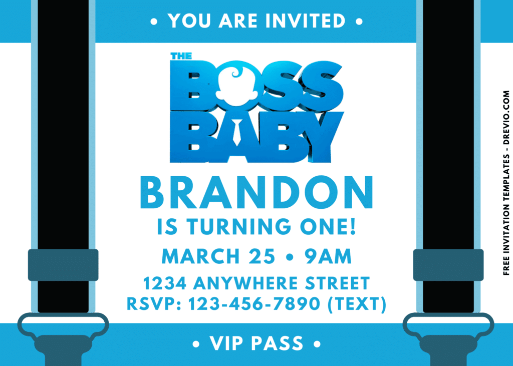 Boss Baby Suspender Birthday Party Invitations
