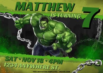 Green Hulk Mayhem Birthday Party Invitations