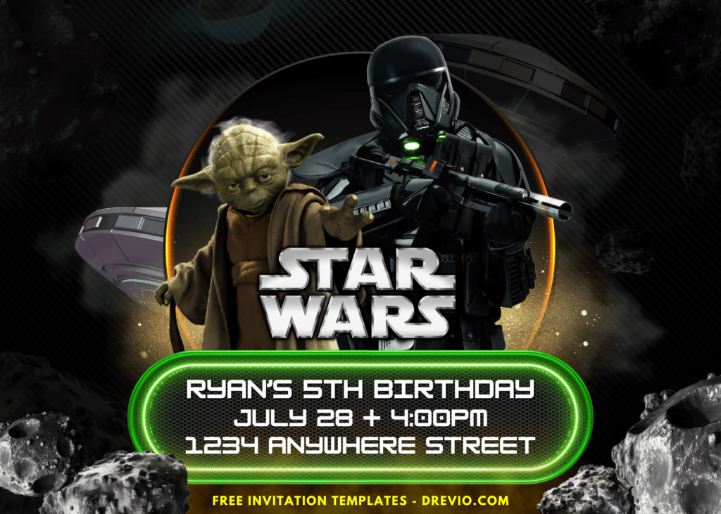 Star Wars Darth Vader and Yoda Birthday Party Invitations