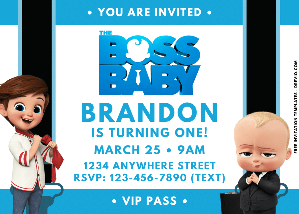 Boss Baby Tim Templeton and Big Boss Baby Birthday Party Invitations