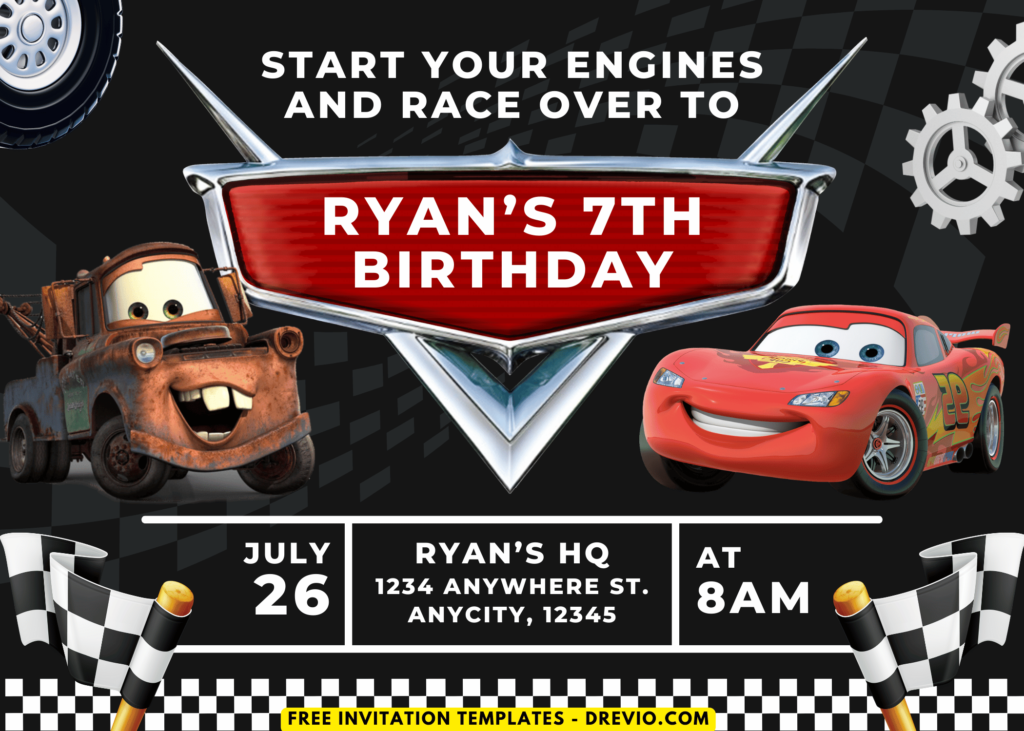 Lightning McQueen And Friends Birthday Party Invitations