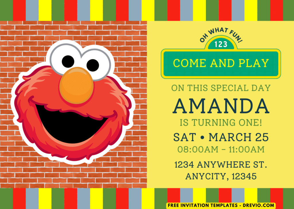 Brick Wall Elmo Birthday Party Invitations