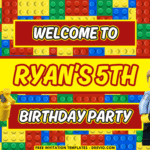 (Free Canva Template) Building Block Lego Birthday Party Kits